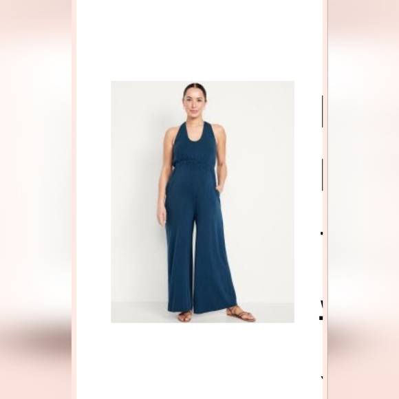 Old Navy Pants - Old Navy Teal Halter Maternity Jumpsuit